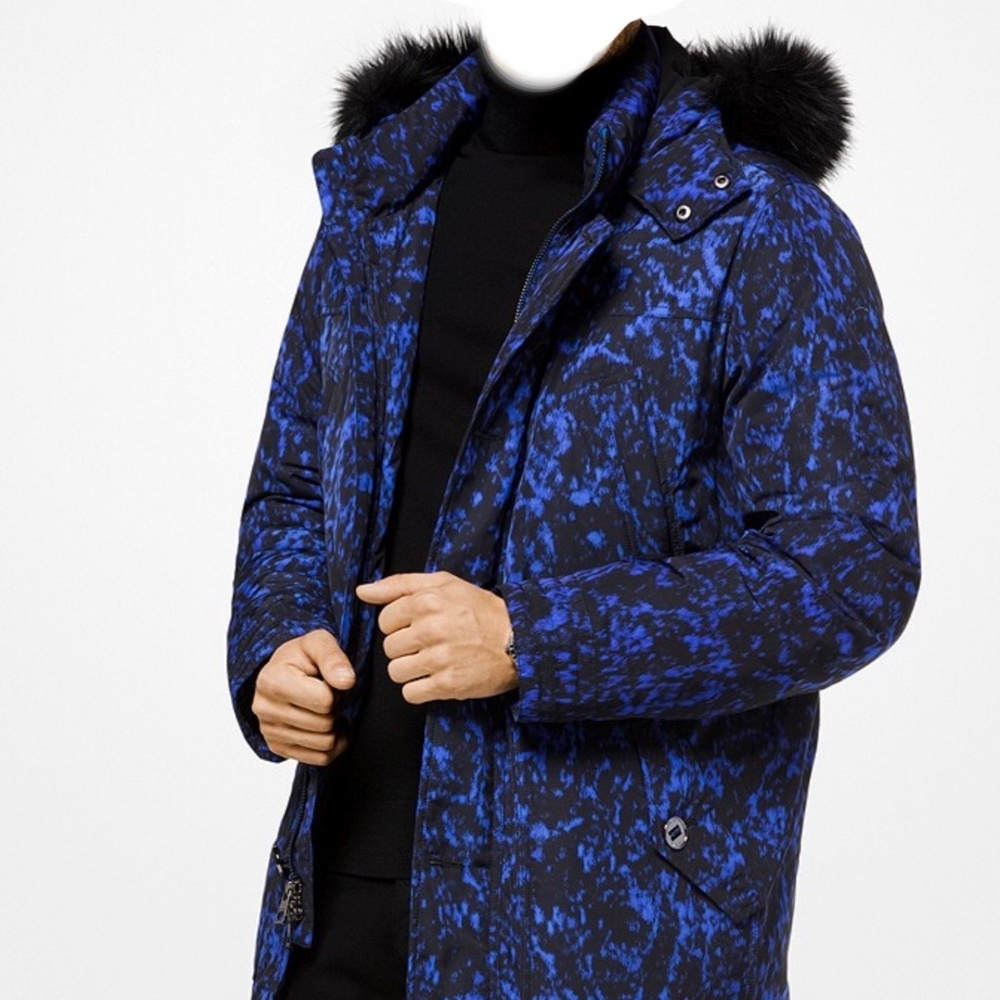Michael Kors Faux-Fur Trimmed Volcanic-Print Parka